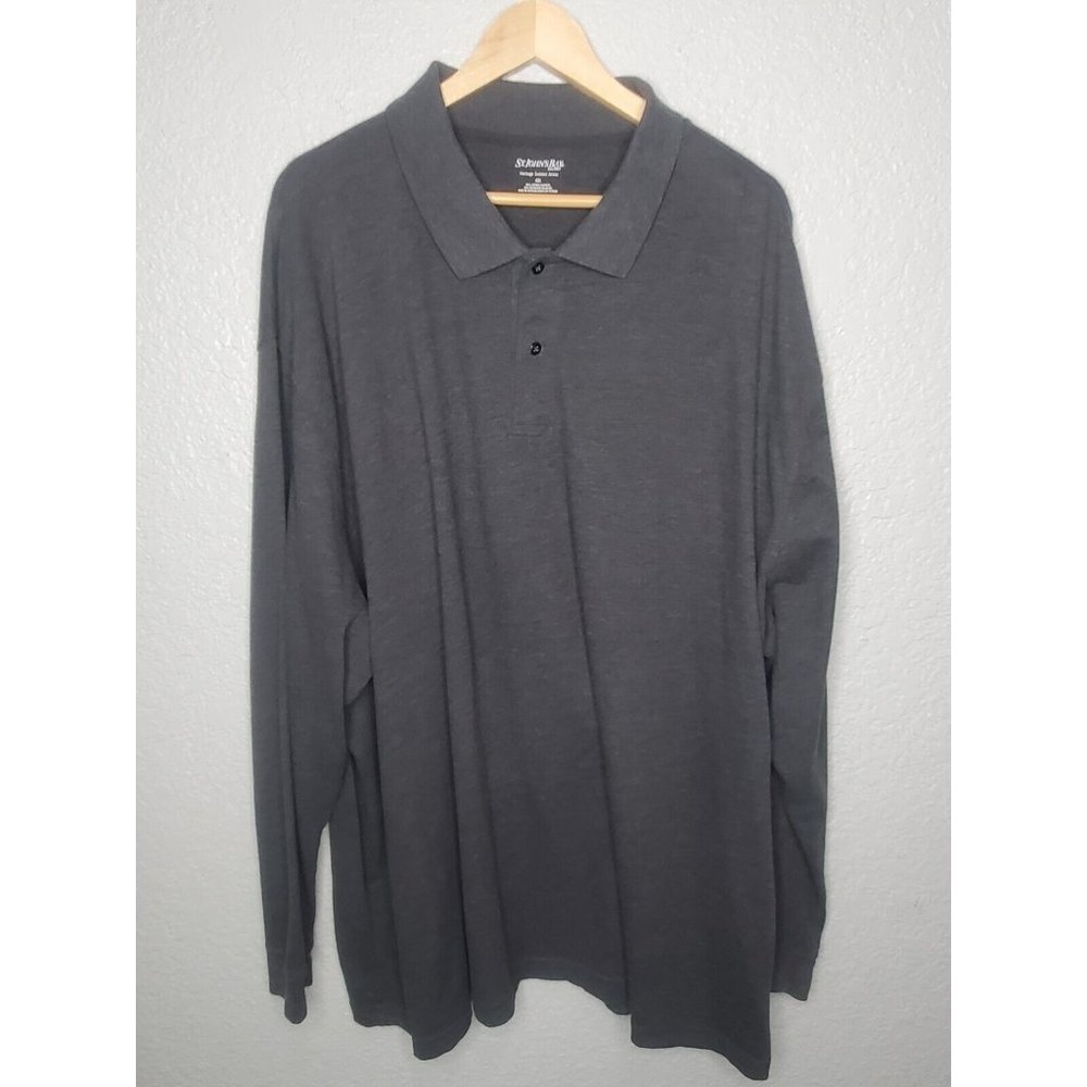 St John's Bay Size 4XL Gray Long Sleeve Polo Cotton Blend